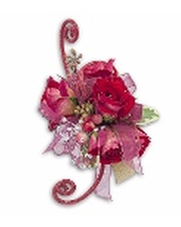 4 rose glitter corsage
